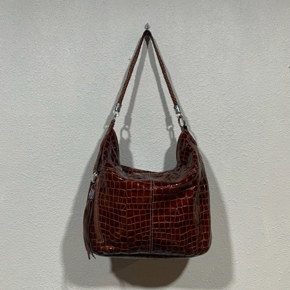 Brighton Brown Alligator Leather Hobo Bag - Picture 2 of 10